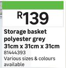 Storage Basket Polyester Grey 31cm x 31cm x 31cm 81444393