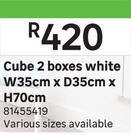 Cube 2 Boxes White W35cm x D35cm x H70cm