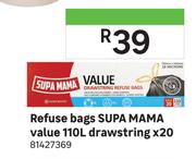 Supa Mama Refuse Bags Value 110L Drawstring x 20 81427269