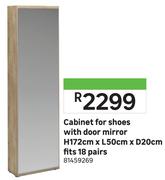 Cabinet For Shoes With Door Mirror H172cm x L50cm x D20cm Fits 18 Pairs 81459269