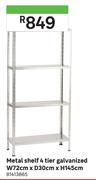 Metal Shelf 4 Tier Galvanised W72cm x D30cm x H145cm 81413865