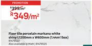 Floor Tile Porcelain Markana White Shiny L1200mm x W600mm (1.44Sqm/Box) 81479522-Per Sqm