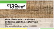 Floor Tile Ceramic Crate Brown L500mm x W250mm (1.21 Sqm/Box) 81439601-Per Sqm