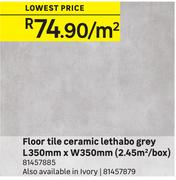 Floor Tile Ceramic Lethabo Grey L350mm x W350mm (2.45 Sqm/Box) 81457885-Per Sqm