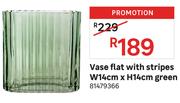 Vase Flat With Stripes Green W14cm x H14cm 81479366
