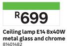 Ceiling Lamp E14 8 x 40W Metal Glass & Chrome 81401482