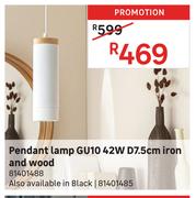 Pendant Lamp GU10 42W D7.5cm Iron & Wood 81401488