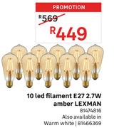 Lexman 10 LED Filament E2 2.7W Amber 81474816