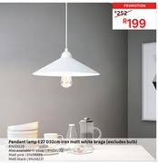 Pendant Lamp E27 D32cm Iron Matt White Braga (Excludes Bulb) 81459229