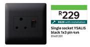 Ysalis Single Socket Black 1x3 Pin 4x4 81481391