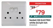 CBI Socket Electric White 2x3 Pin 4x4 81424545