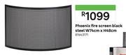 Phoenix Fire Screen Black Steel W74cm x H48cm 81443171