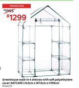 Natcare Greenhouse Walk In 4 Shelves With Soft Polyethylene Cover L143cm x W73cm x H195cm 81444213