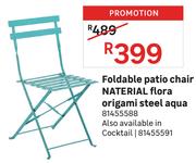 Naterial Flra Origami Steel Aqua Foldable Patio Chair 81455588