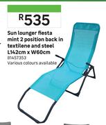 Sun Lounger Fiesta Mint 2 Position Back In Textilene & Steel L142cm x W60cm 81457353
