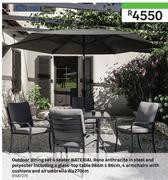 Naterial Oudoor Dining Set 4 Seater Rono Anthracite In Steel & Polyester 81467275