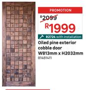Oiled Pine Exterior Cobble Door W813mm x H2032mm 81481411