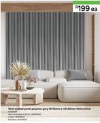 Wall Slatted Panel Polymer Grey W113mm x H2400mm 10mm Thick 81481651