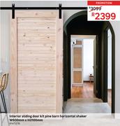 Interior Sliding Door Kit Pine Barn Horizontal Shaker W930mm x H2100mm 81471276
