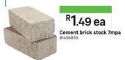 Cement Brick Stock 7 Mpa 81456855-Each