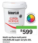 Colourlab Super Acrylic Multi Surface Matt Paint 81451223-20L