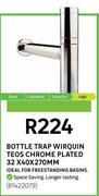 Wirquin Teos Chrome Plated Bottle Trap 32x40x270mm