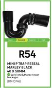 Marley Black Mini P Trap Reseal 40x50mm