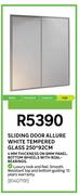 Allure Sliding Door White Tempered Glass 250x92cm