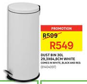 30Ltr Dustbin White 29.3x64.8cm
