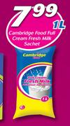 Cambridge Food Full Cream Fresh Milk Sachet-1Ltr