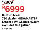Megamaster 750 Sizzler Built In Braai Excludes Flue Gather L76cm x W44.5cm x H73cm 81436195