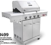  Megamaster Gas Braai With Wheels 4 Burner Apex Series L133.5cm x W59cm x H121cm 81477385