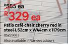  Patio Cafe Chair Cherry Red In Steel L52cm x W44cm x H79cm 81455683-Each