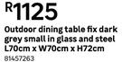 Outdoor Dining Table Fix Dark Grey Small In Glass & Steel L70cm x W70cm x H72cm 81457263