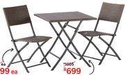 Foldable Patio Chair Bistro Zena Origami Dark Brown In Synthetic Rattan & Steel 81457205-Each