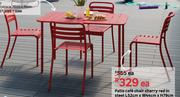 Outdoor Dining Cafe Table Cherry Red In Steel L120cm x W70cm x H70cm 81457266