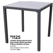 Outdoor Dining Table Fix Dark Grey Small In Glass & Steel L150cm x W90cm x H72cm 81457265