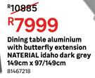 Naterial Dining Table Aluminium With Butterfly Extension Idaho Dark Grey 149cm x 97/149cm 81467218