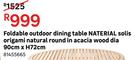 Naterial Foldable Outdoor Dining Table Solis Origami Natural Round In Acacia Wood 81455665