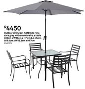 Naterial Outdoor Dining Set Rono Dark Grey With An Umbrella, A Table & 4 Chairs 81467275