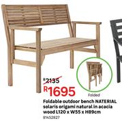Naterial Foldable Outdoor Bench Solaris Origami Natural In Acacia Wood L120xW55xH89cm 81452827