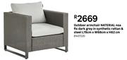 Naterial Outdoor Armchair Noa Fix Dark Grey In Synthetic Rattan & Steel L78xW68xH62cm 81457220