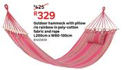 Outdoor Hammock With Pillow Rio Rainbow In Poly Cotton Fabric & Rope L200cm x W80-100cm 81455659