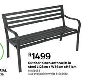 Outdoor Bench Anthracite In Steel L128cm x W56cm x H81cm 81455653