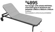 Naterial Sun Lounger With Wheels Arena Dark Grey In Aluminium & Polyester 81466943
