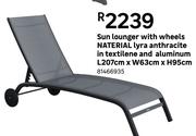 Naterial Sun Lounger With Wheels Lyra Anthracite In Textilene & Aluminium L207xW63xH95cm 81466935