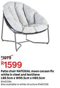 Naterial Patio Chair Moon Cocoon Fix White In Steel & Textilene L88.5 x W95.5 x H80.5cm 81467284