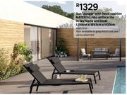 Naterial Sun Lounger With Head Cushion Riba Anthracite In Textilene & Steel 81457255