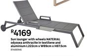 Naterial Sun Lounger With Wheels Odyssea Anthracite In Textilene & Aluminium 81466946