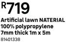 Naterial Artificial Lawn 100% Polypropylene 7mm Thick 1m x 5m 81401338